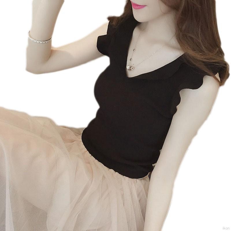 Áo cổ V phối bèo kiểu dáng thời trang cho nữ