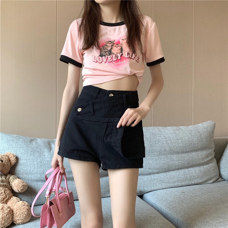 Quần jeans giả váy nữ Leeva Shop lệch tà phong cách cá tính CV038