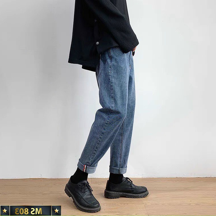 Quần jean nam baggy ống suông rộng - quần bò nam đen dáng đứng vải jeans cao cấp hottrend 2022 J805