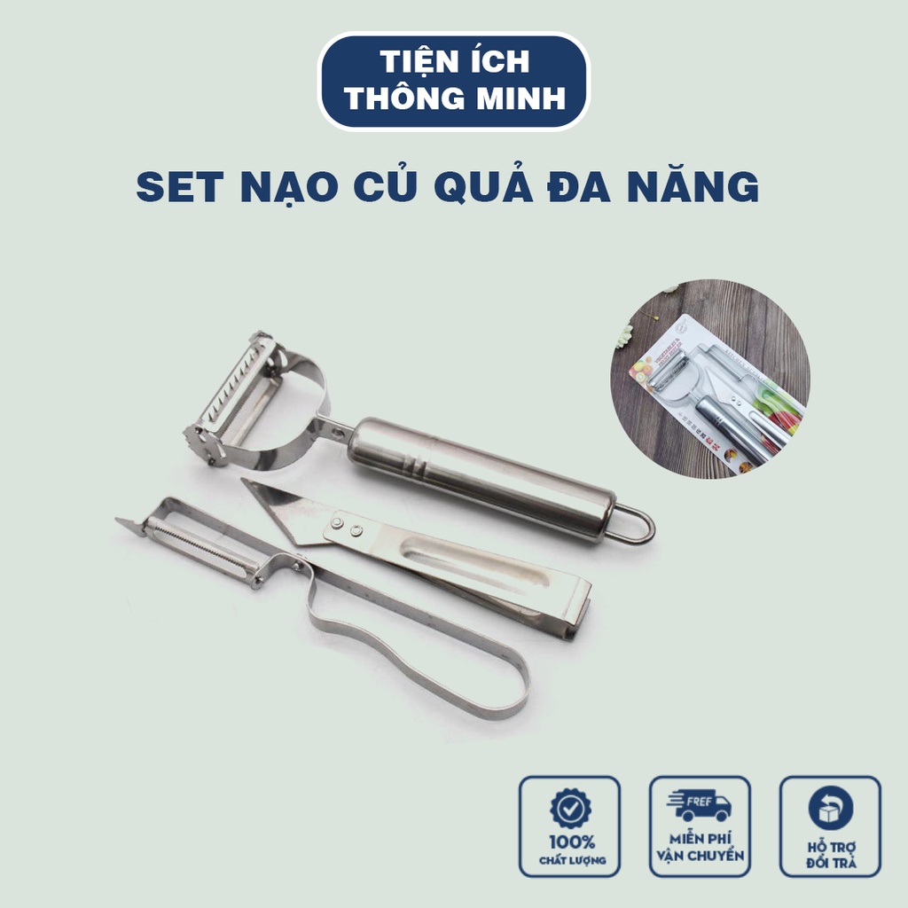 Nạo vỏ củ quả đa năng 2 lưỡi, 1 lưỡi, kẹp nhổ lông gà - chất liệu thép không gỉ bền đẹp, chất lượng cao