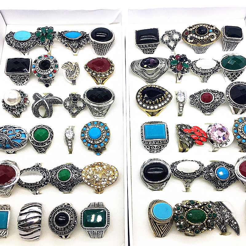 Bộ 24 Nhẫn Mạ Bạc Phong Cách Vintage Xinh Xắn