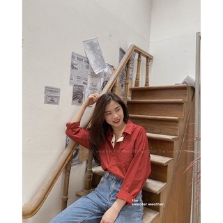 Áo sơ mi thô trơn viền nẹp