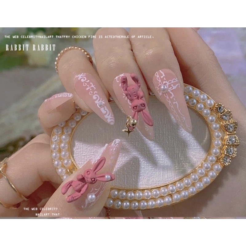 Charm thỏ sứ style nổi loạn ,cá tính .Hàng cao cấp dùng trang trí nail/móng tay