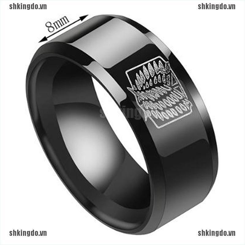 SKINDO Black Titanium Stainless Steel Ring Wings Of Liberty Flag Finger Rings