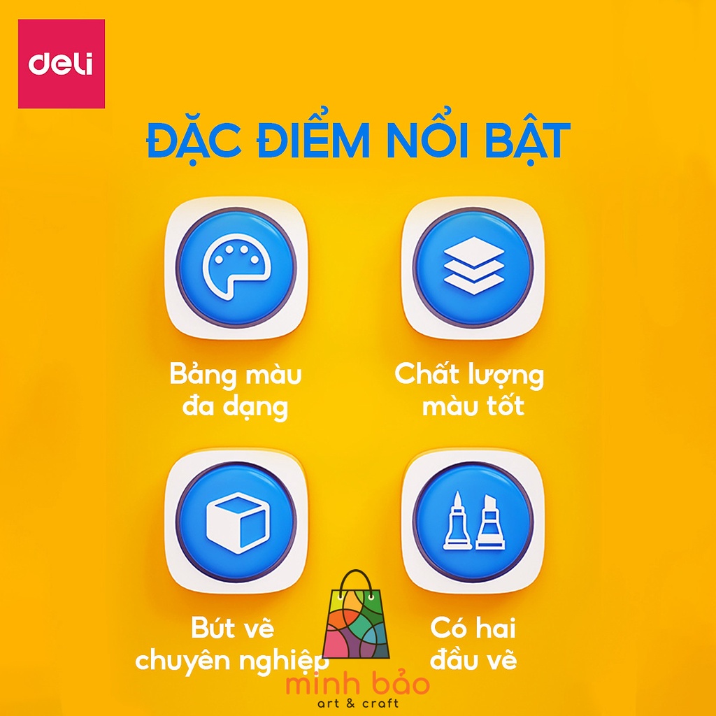 MẪU MỚI - BỘ BÚT MARKER CHUYÊN NGHIỆP CAO CẤP KÈM TÚI VẢI, KHAY ĐỰNG DELI 30/40/60/80 MÀU CC182
