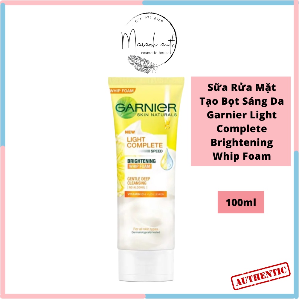 Sữa Rửa Mặt Garnier Tạo Bọt Dưỡng Sáng Làn Da 100ml Light Complete Vitamin C Whip Foam 100ml