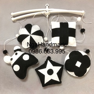 Combo treo nôi vải nỉ đen trắng cho bé