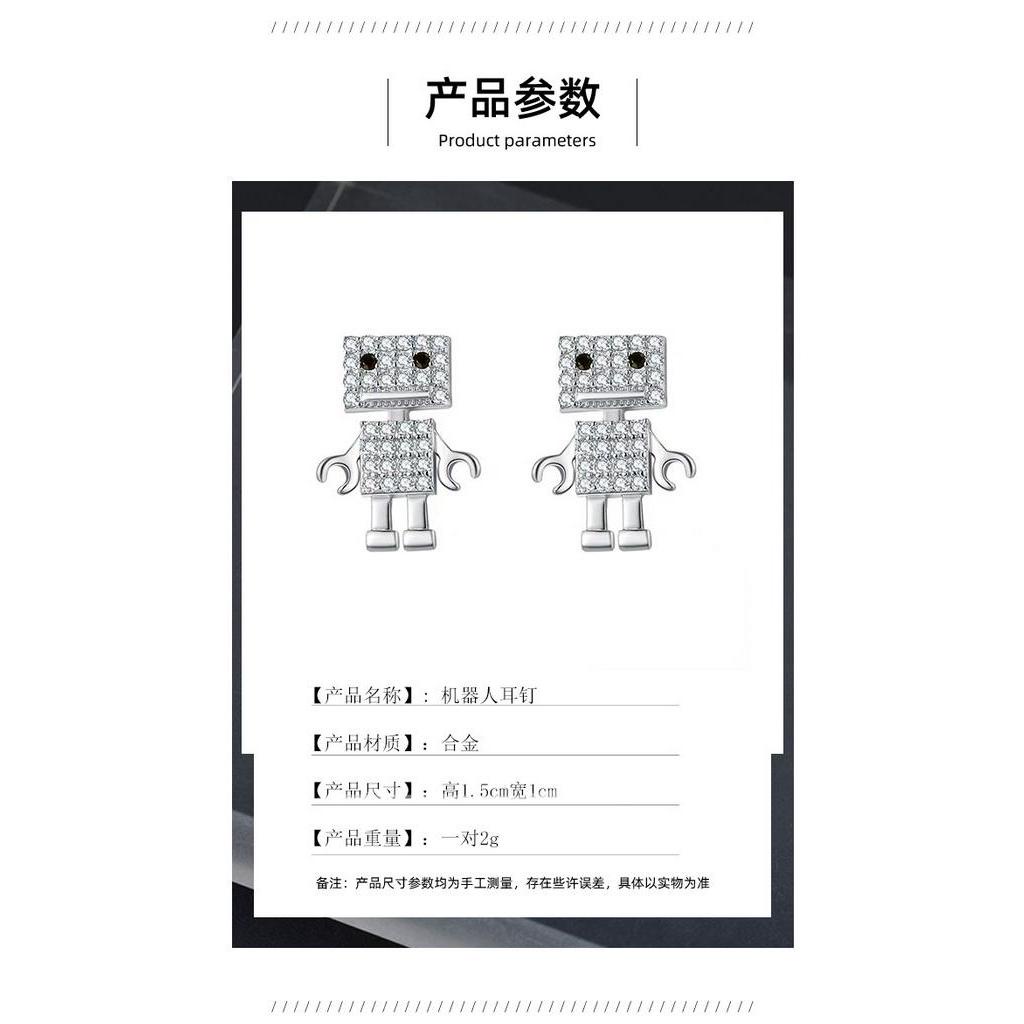 Bông Tai Hình Robot Đính Đá Đơn Giản Phong Cách Hàn Quốc 22833