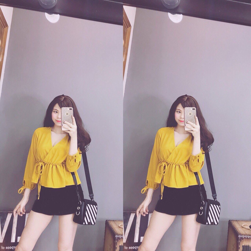 Áo peplum buộc nơ hàng Quảng Châu đang cực hot