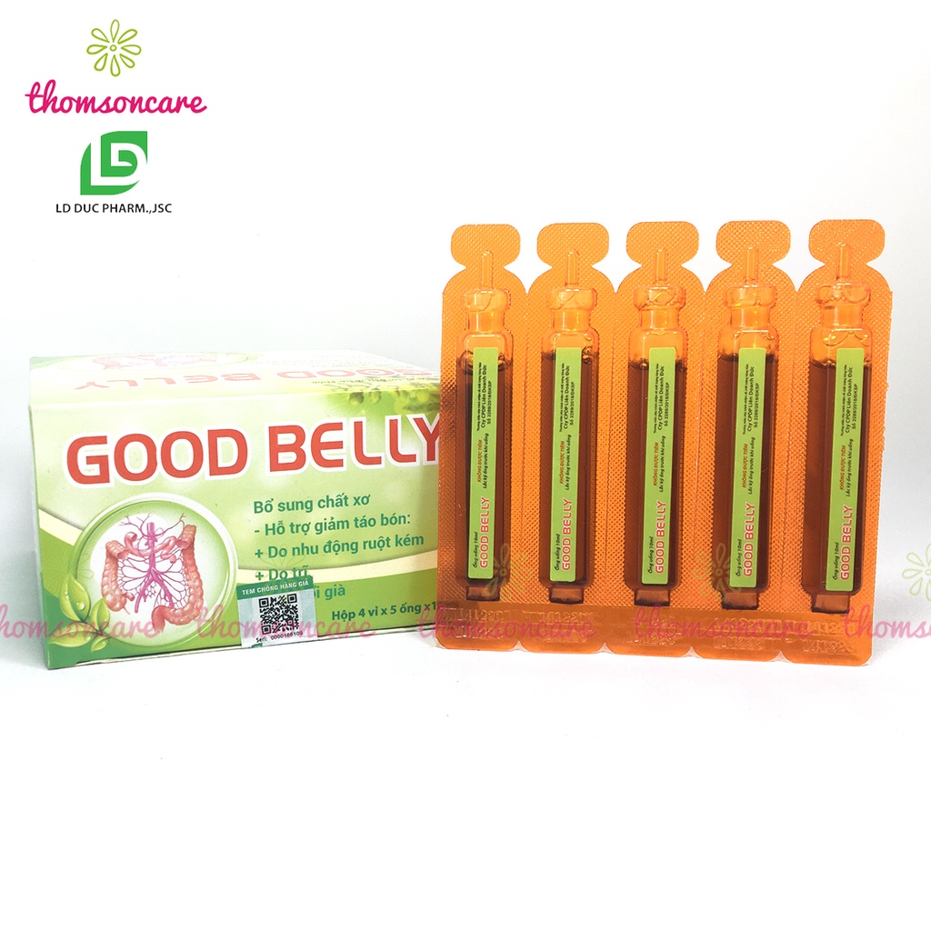 Siro giảm táo bón, nhuận tràng từ chất xơ Inulin và thảo dược Good Belly Hộp 20 ống uống cho trẻ em và người lớn