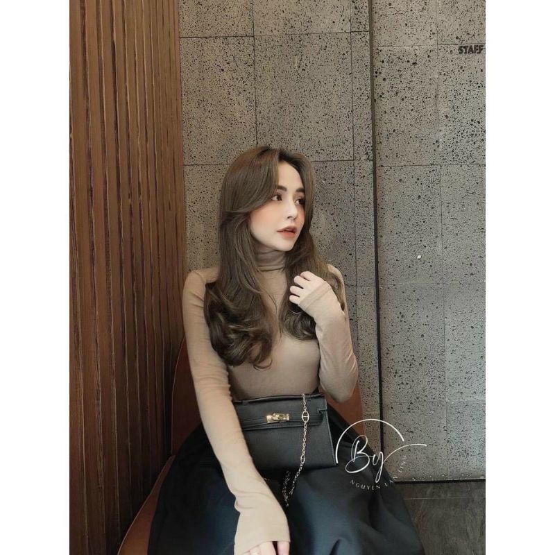 ÁO THUN LỤA CỔ LỌ DÀI TAY XUẤT HÀN