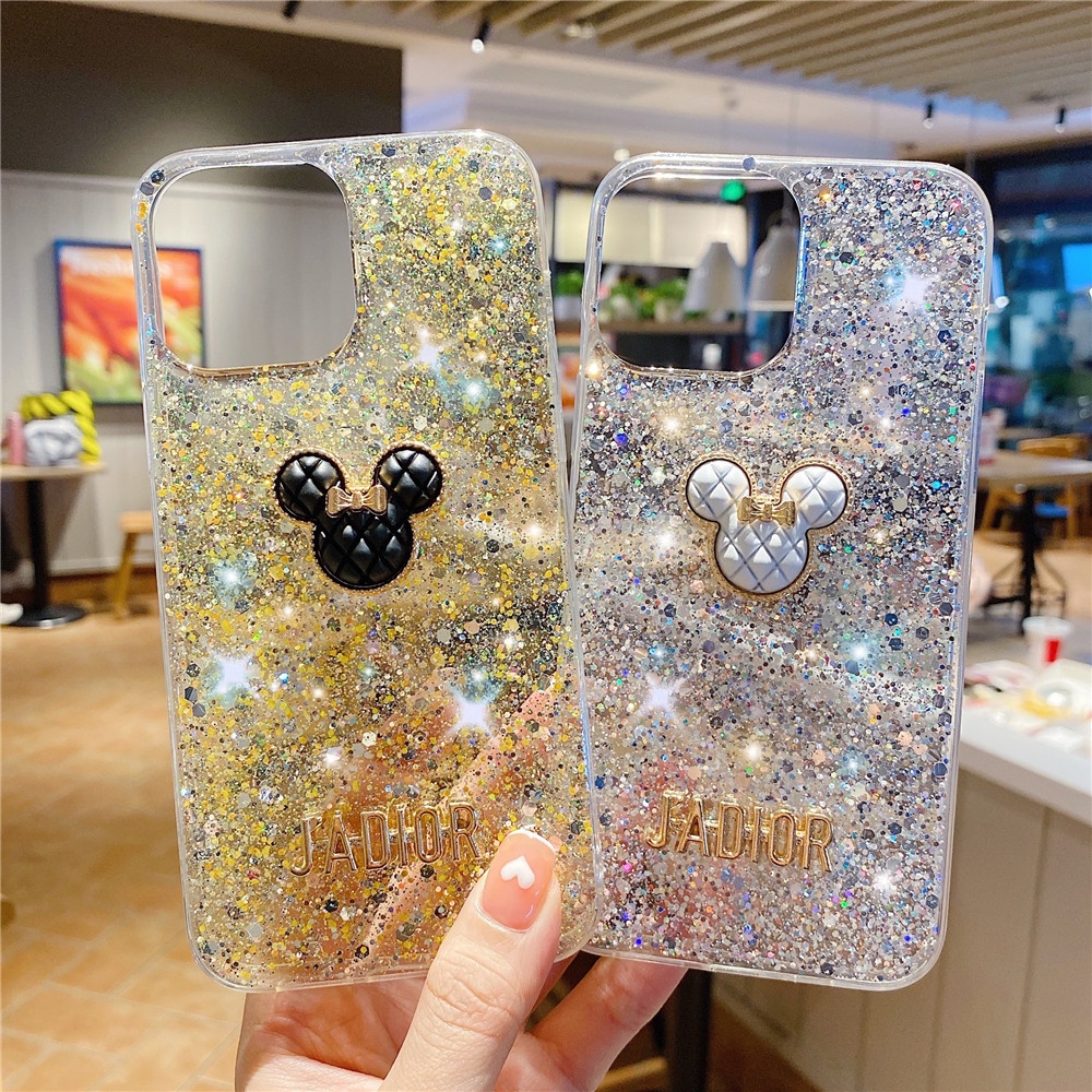Ốp Điện Thoại Silicon Mềm Họa Tiết Hoạt Hình Lấp Lánh Dễ Thương Cho iPhone 13 12 11 Pro Max XR X XS Max