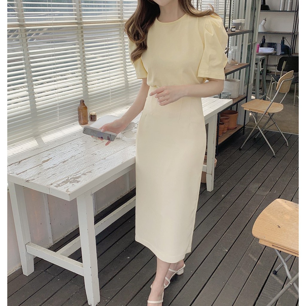 Set Áo Kiểu Tay Phồng + Chân Váy Dài Lưng Cao Thời Trang Thoải Mái Cho Nữ 43792