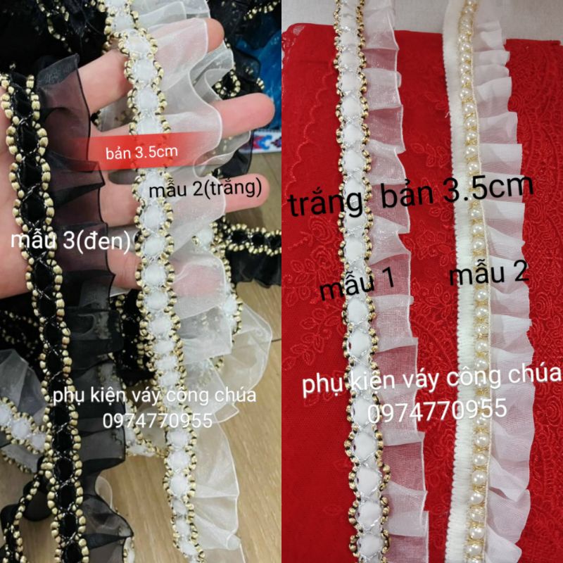 Ren bèo trang trí váy áo