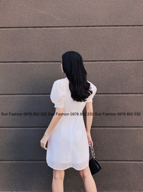 Đầm trắng tinh khôi Sun Fashion dáng chữ A 2 lớp,dự tiệc, prom,kỉ yếu