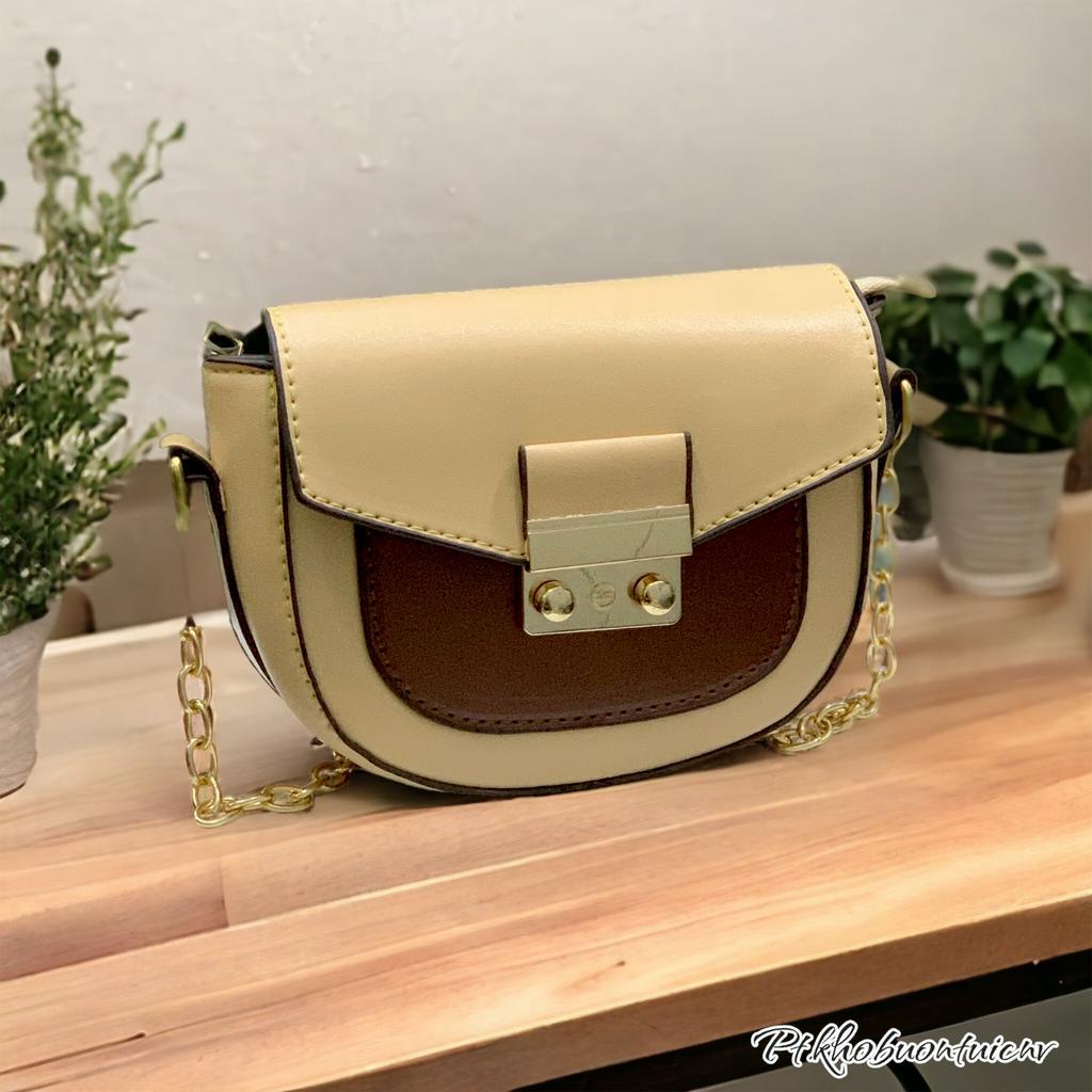 Túi xách nữ đeo chéo, đeo vai 2 khóa bấm thời trang