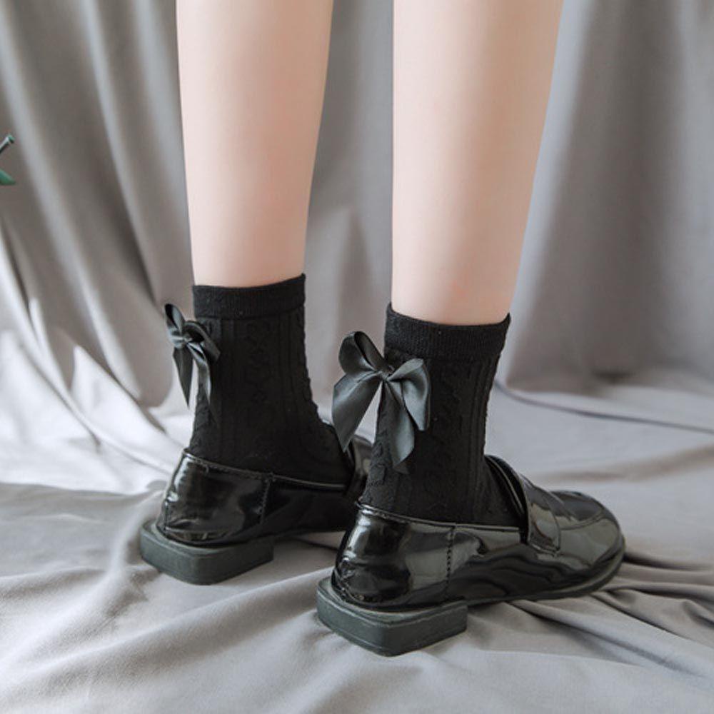 AROMA Tất Cotton Kẻ Sọc Đính Nơ Phong Cách Vintage Cho Nữ