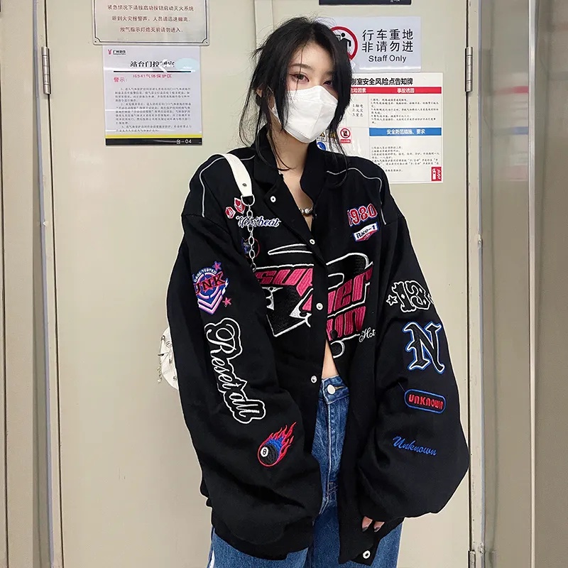 Áo Khoác Bóng Chày Dài Tay Thời Trang Hip hop Đường Phố Mỹ Cổ Điển Chất Lượng Cao