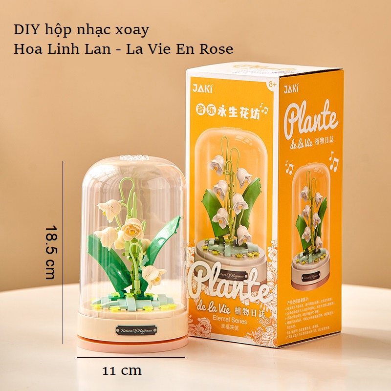 Đồ chơi lắp ráp DIY hoa hộp nhạc có chuyển động hãng Jaki