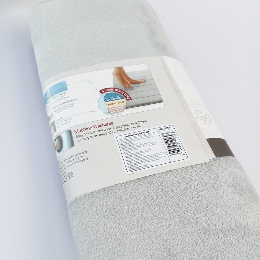 Thảm chùi chân Lock&amp;Lock Memory Foam MAT513 GRY (70x46cm) Màu Xám - Larva Store