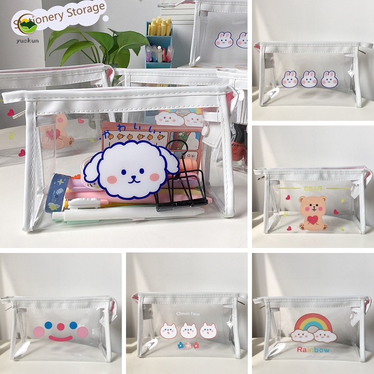 (Hàng Mới Về) Túi Đựng Mỹ Phẩm Trong Suốt Chống Thấm Nước Họa Tiết Trái Tim