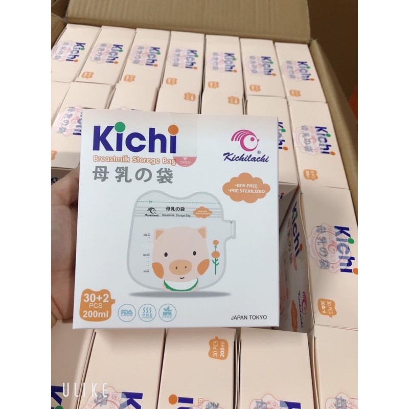 Túi trữ sữa, đựng sữa mẹ Kichilachi 250ml, có vòi rót an toàn cho bé dạng mỏ vịt (Hộp 50c)