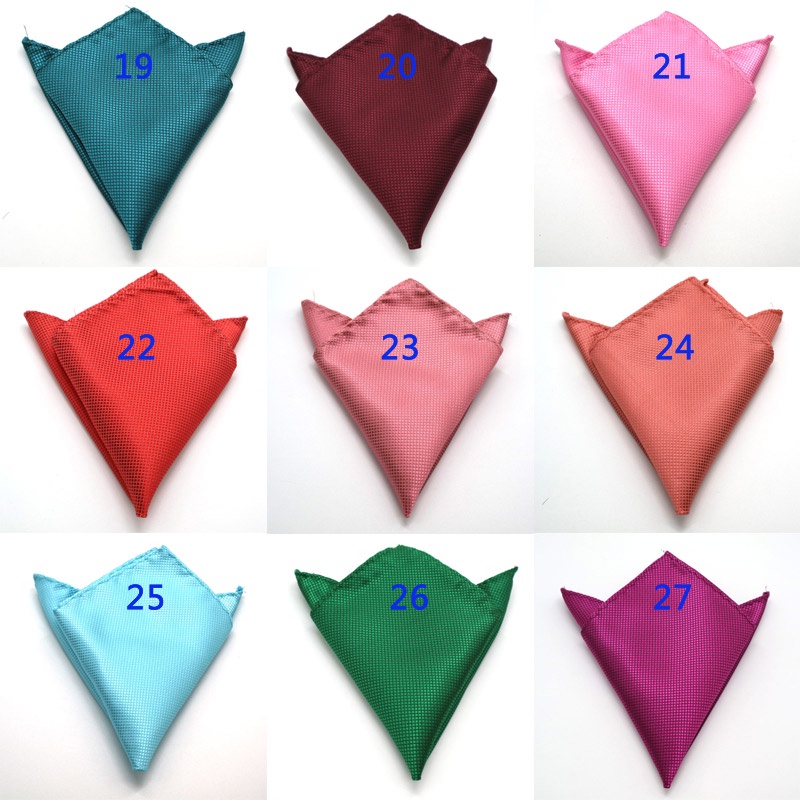 Khăn Tay Vuông 21cm Bỏ Túi 36 Màu Trơn Dành Cho Nam Đi Tiệc Cưới