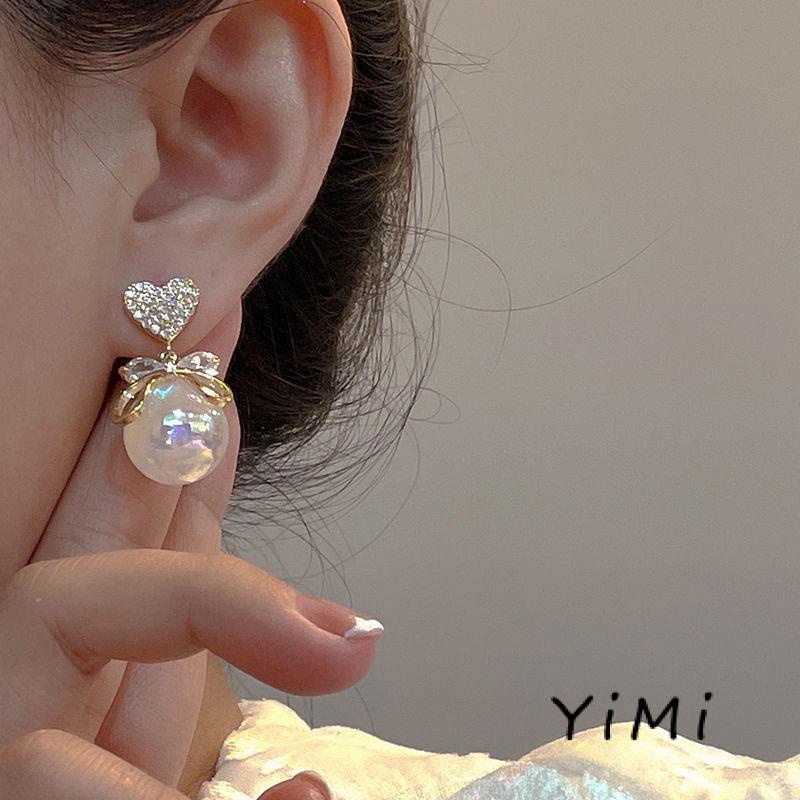 Bông Tai Hình Trái Tim Đính Đá Zircon Và Ngọc Trai Sang Trọng 2022