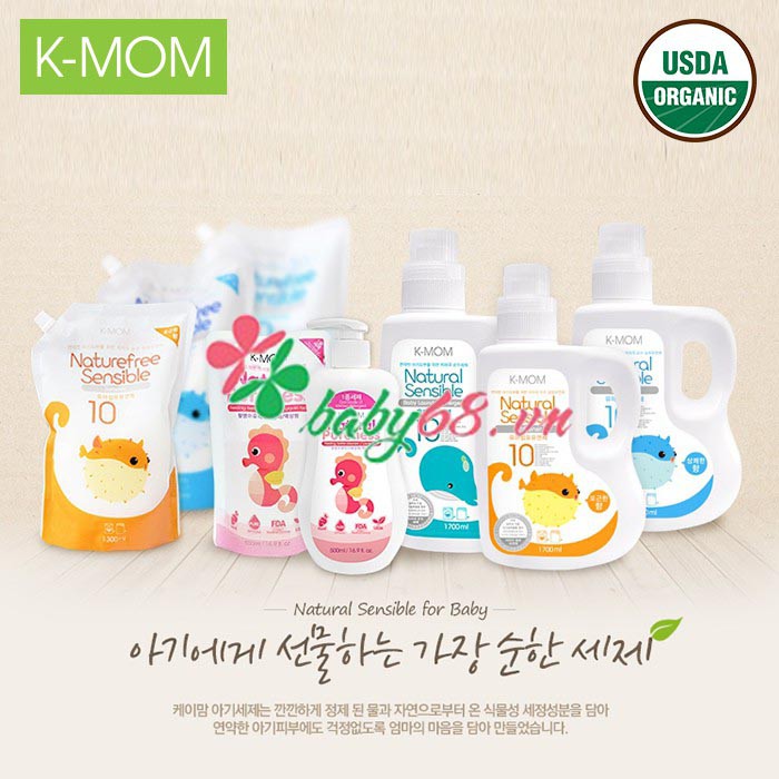 Nước rửa bình sữa thảo mộc K-Mom Hàn Quốc - chai tạo bọt 500ml
