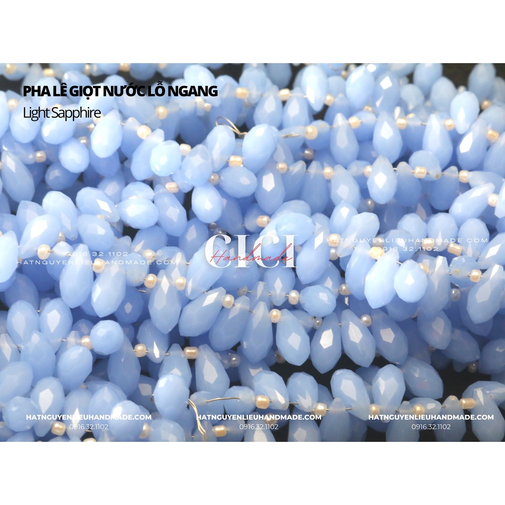 Túi lẻ 20h Pha lê giọt nước lỗ ngang 6*12mm màu pastel sữa đục Cici Handmade nguyên liệu DIY hạt đính kết hạt vòng tay