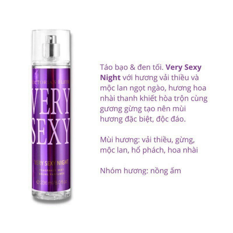 Xịt Thơm Body Mist Victoria Fleur Cho cả Nam và Nữ Lưu Hương Lâu Ngọt Ngào Tươi Mát 236ml
