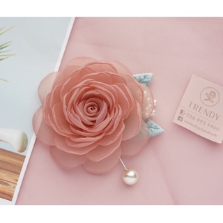 Hoa Cài Áo - Tag hoa voan cài áo size to - Hoa vải cài áo handmade