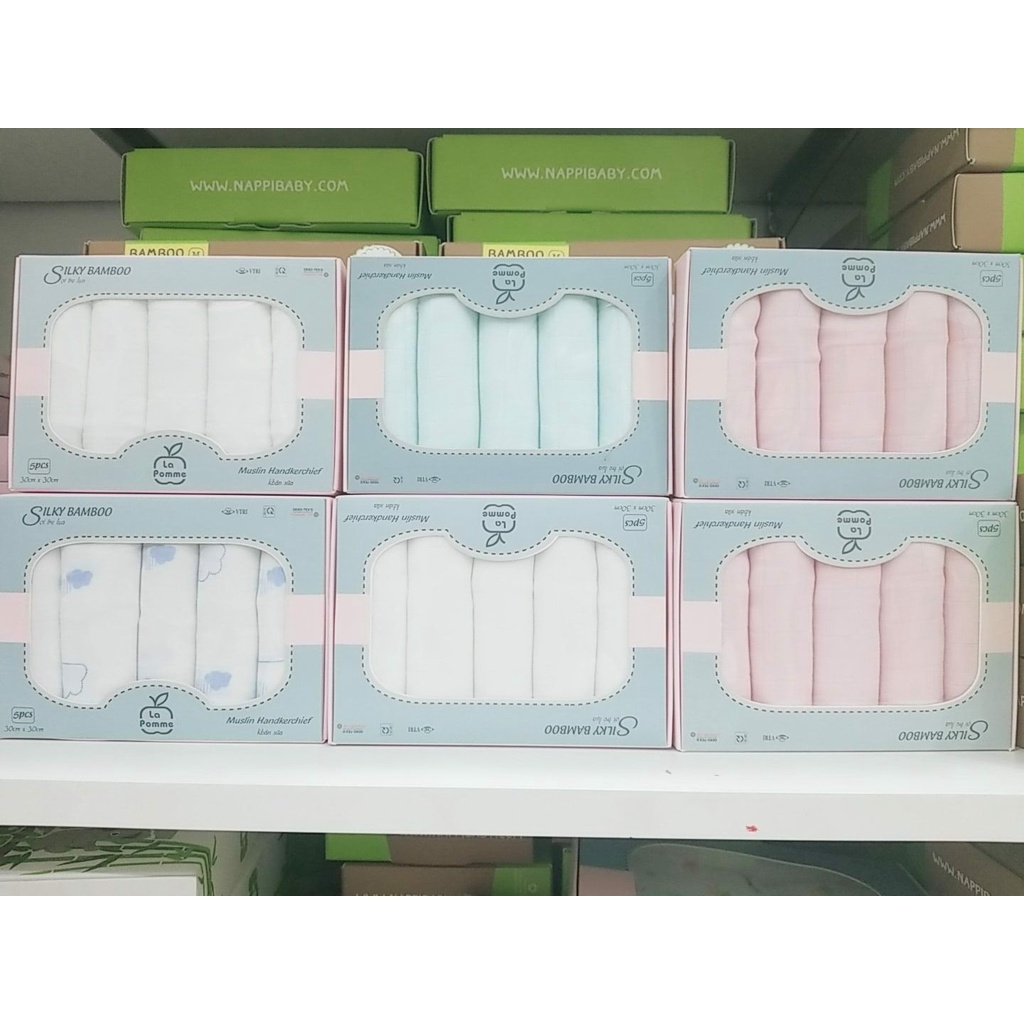 Set 5 khăn sữa sợi tre lụa la pomme 30x30 cm