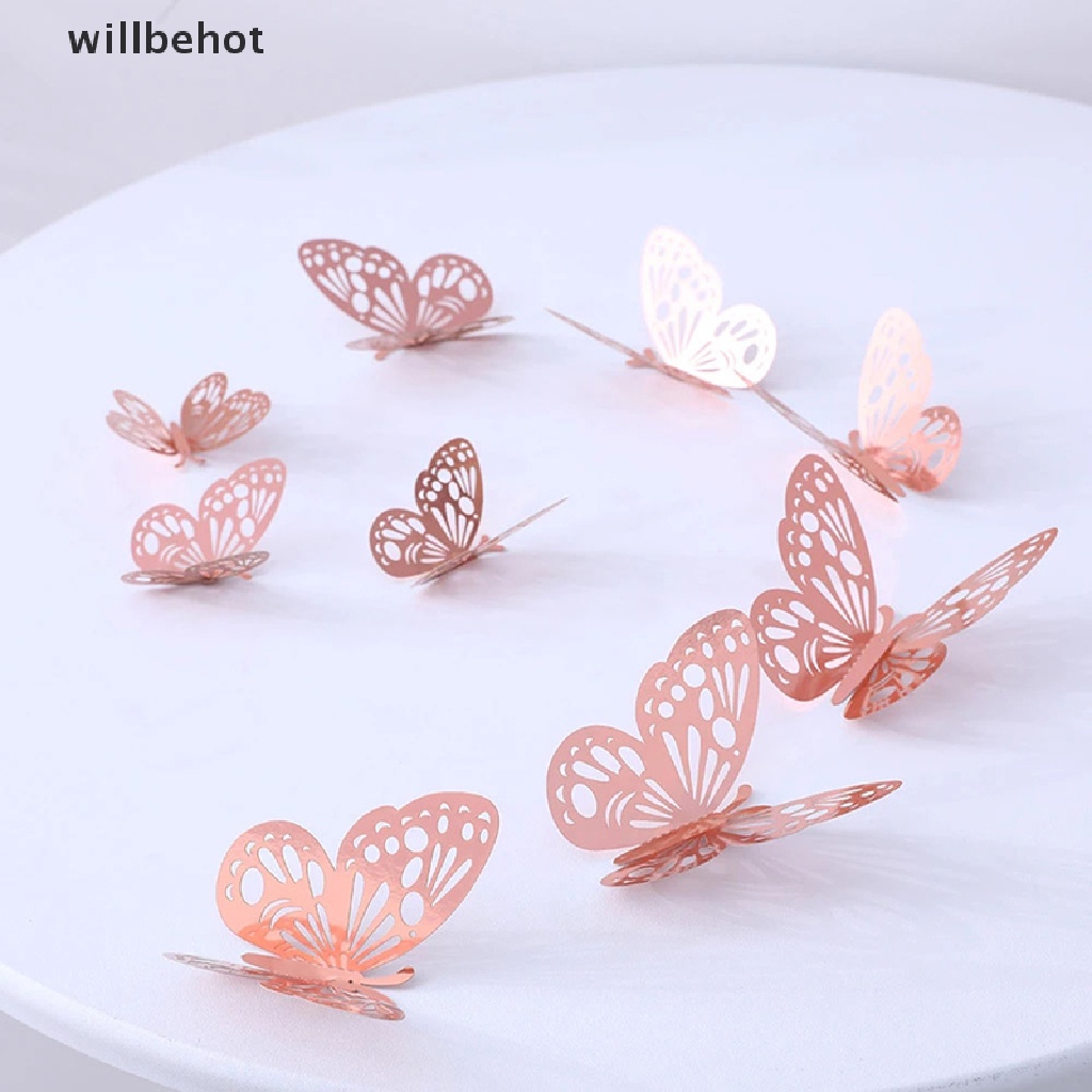 Bộ 12 Sticker Hình Bươm Bướm Khoét Rỗng Dùng Trang Trí Tiệc Cưới