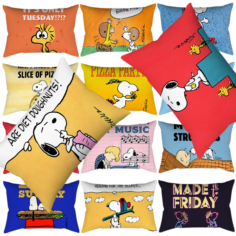 Vỏ Gối Hình Chữ Nhật In Họa Tiết Hoạt Hình snoopy Kích Thước 30 * 50 cm Tiện Dụng Mang Theo Du Lịch
