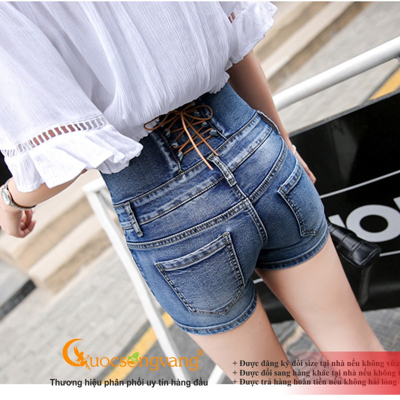 Quần nữ quần short jean nữ co giãn lưng cao nhiều nút GLQ031 Cuocsongvang