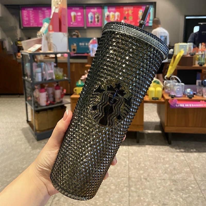 Ly giữ nhiệt 2-3h,cốc uống nước kim cương starbuck 2 lớp cao cấp, chất liệu PP cách nhiệt 2-3h, tặng kèm ống hút