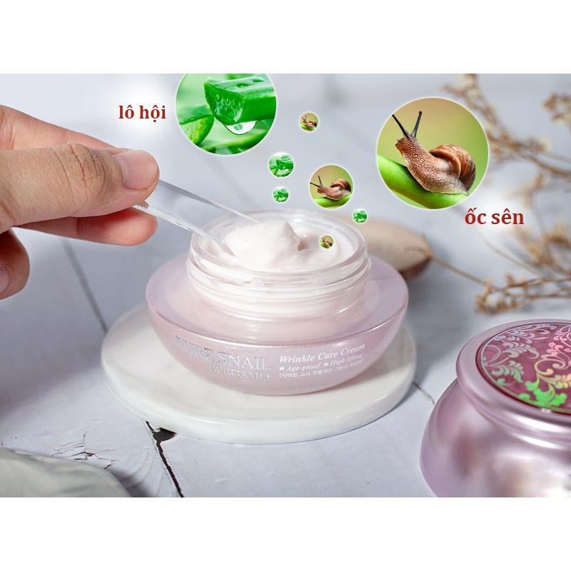 [HÀNG CHÍNH HÃNG] Kem Dưỡng Ẩm, Nâng Cơ Từ Ốc Sên Bergamo Pure Snail Wrinkle Care Cream 50g