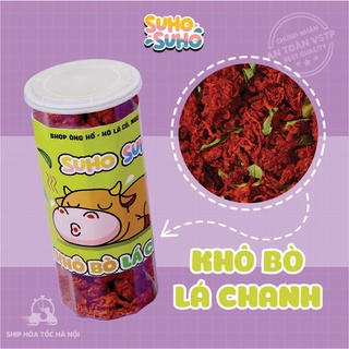 KHÔ BÒ LÁ CHANH 300gr- Ăn vặt Suho- tặng mực hấp dừa