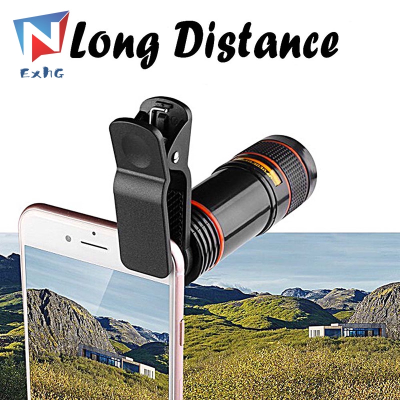 ExhG❤❤❤High quality 12X Zooms Mobile Phone Camera Lens Telephoto Lens External Telescope with Universal Clip @VN