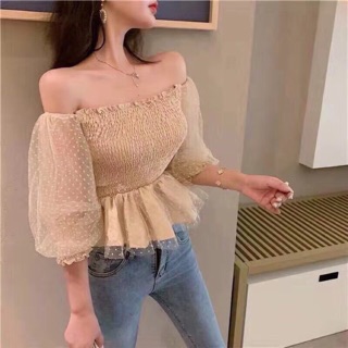 Áo bẹt vai voan nhúng