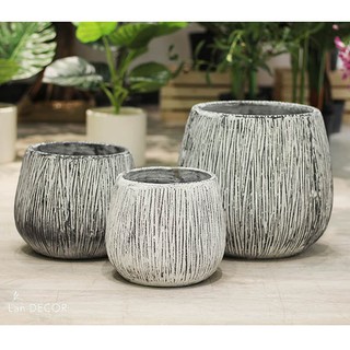 Chậu xi măng bầu khía trồng cây LanDecor - CXM029