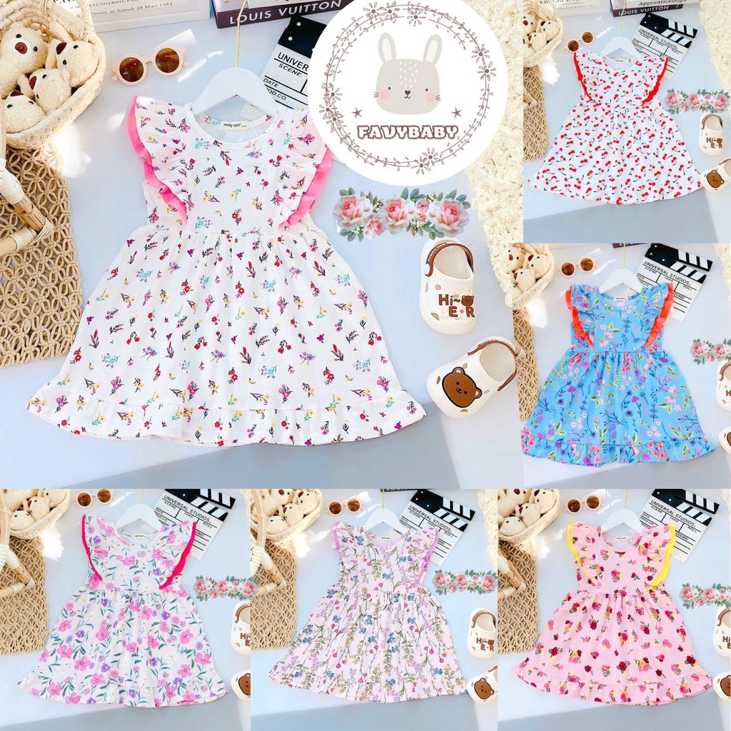 Váy Đầm Bé Gái MINKY MOM Chính Hãng Vải Cotton Mẫu Bèo 2 Lớp Đáng Yêu Cho Bé 0 1 2 3 4 5 Tuổi - Favybaby