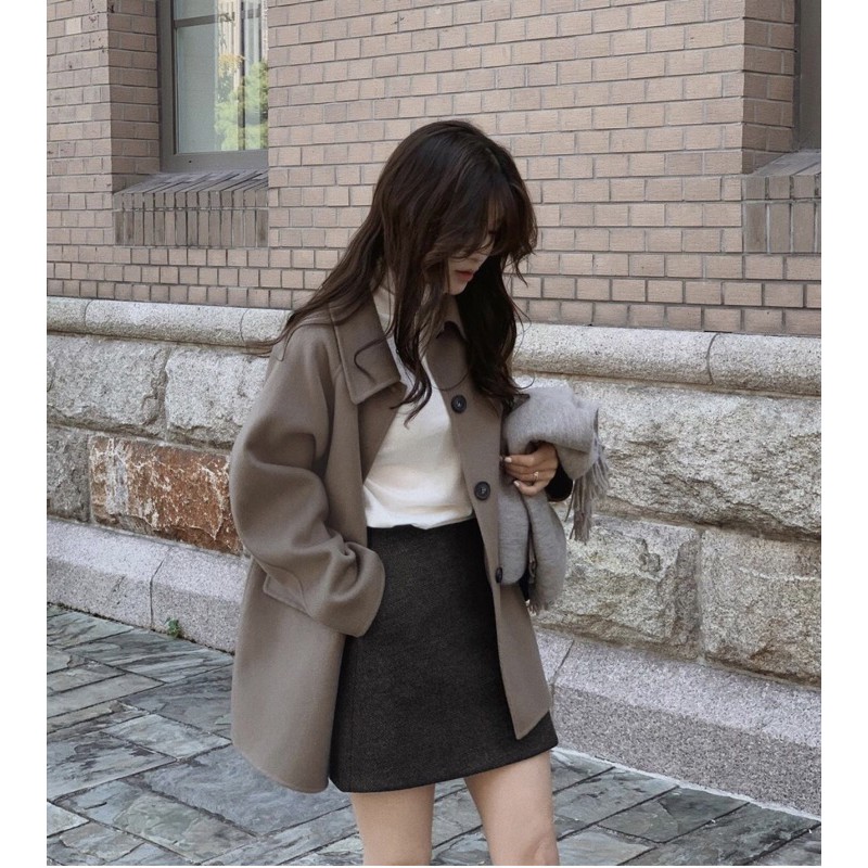 Áo khoác dạ nâu tây hot hit 2020 (hàng sẵn/có hình thật)