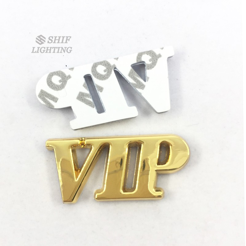 Logo dán xe hơi bằng kim loại VIP in chữ VIP