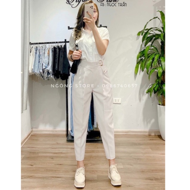 Quần Baggy vải khuy vuông - form chuẩn đẹp