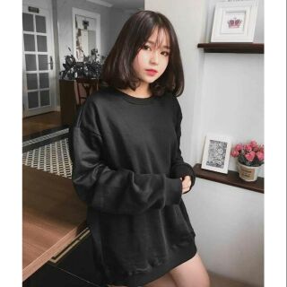 Sweater trơn đen basic unisex - hàng cao cấp