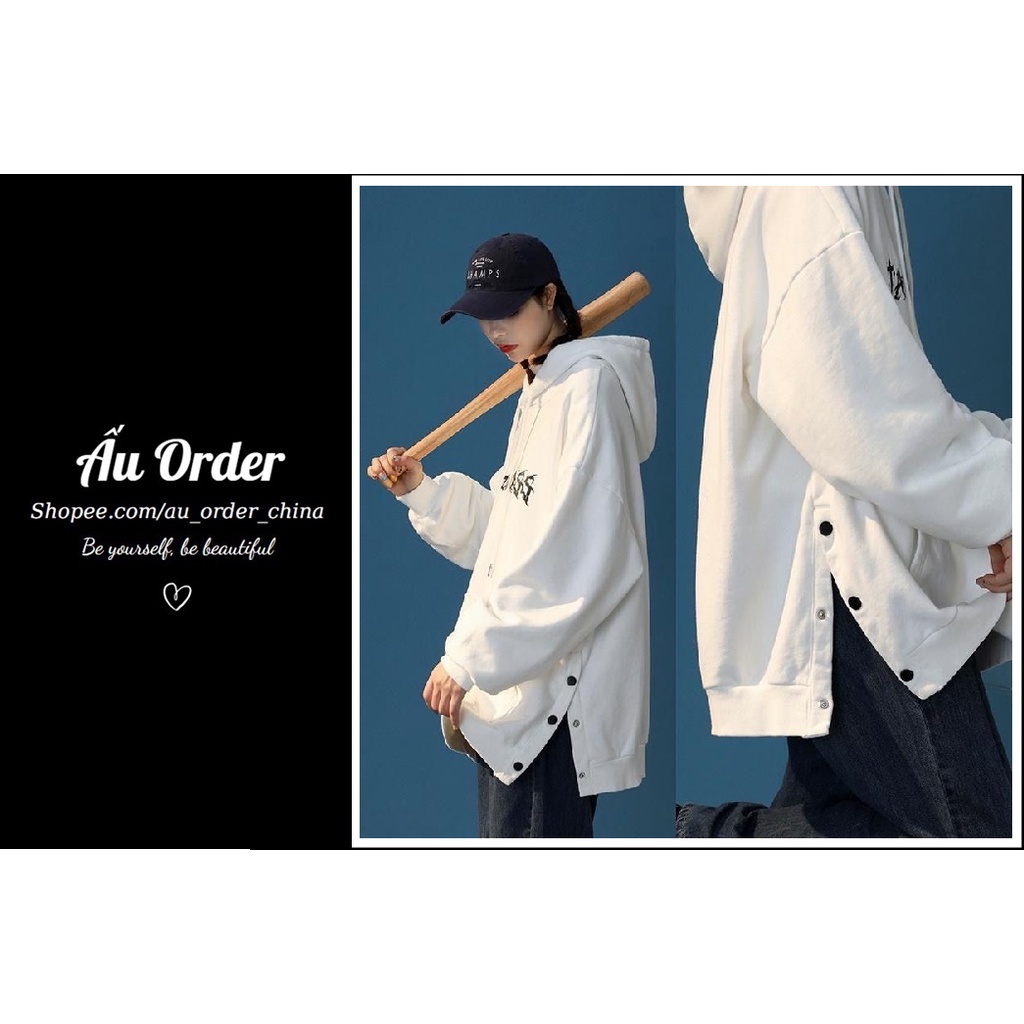 [ORDER 2 - 3 TUẦN] Áo Hoodies Dài Tay Nỉ Da Cá Mỏng Phối Vạt Cúc Hai Bên Super Bigsize Đến 150kg | BigBuy360 - bigbuy360.vn