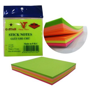 BỘ 2 CUỘN GIẤY NOTE 3X3 ( 5 MÀU LỚN ) TƯƠNG ỨNG VỚI 200 TỜ