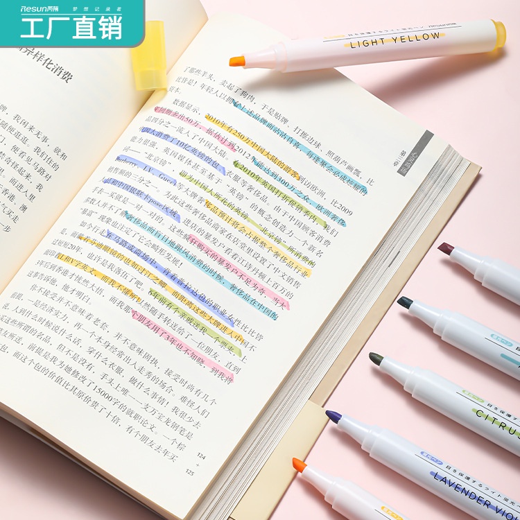 Bút dạ quang 6 màu highlight pastel CREAMY, bút đánh dấu nhớ dòng cute nhiều màu marker dễ thương BHL171